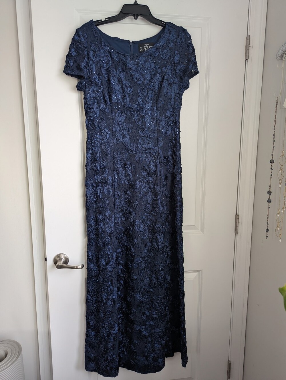 Alex Evenings Tiffany Soutache Sequin A-Line Dress - Navy - Size 10 - Picture 6 of 9